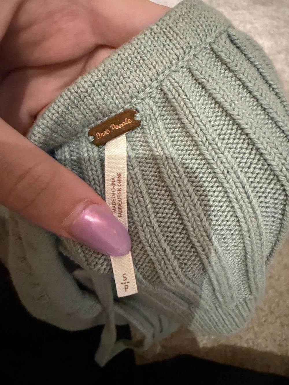 Free People Ribbed Knit Crop Top in Sage Green